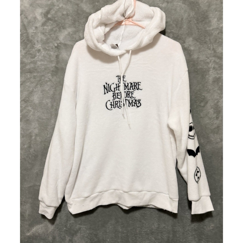 3/$20 Nightmare‎ Before Christmas Juniors Plush Hoodie Fleece Disney Tim Burton